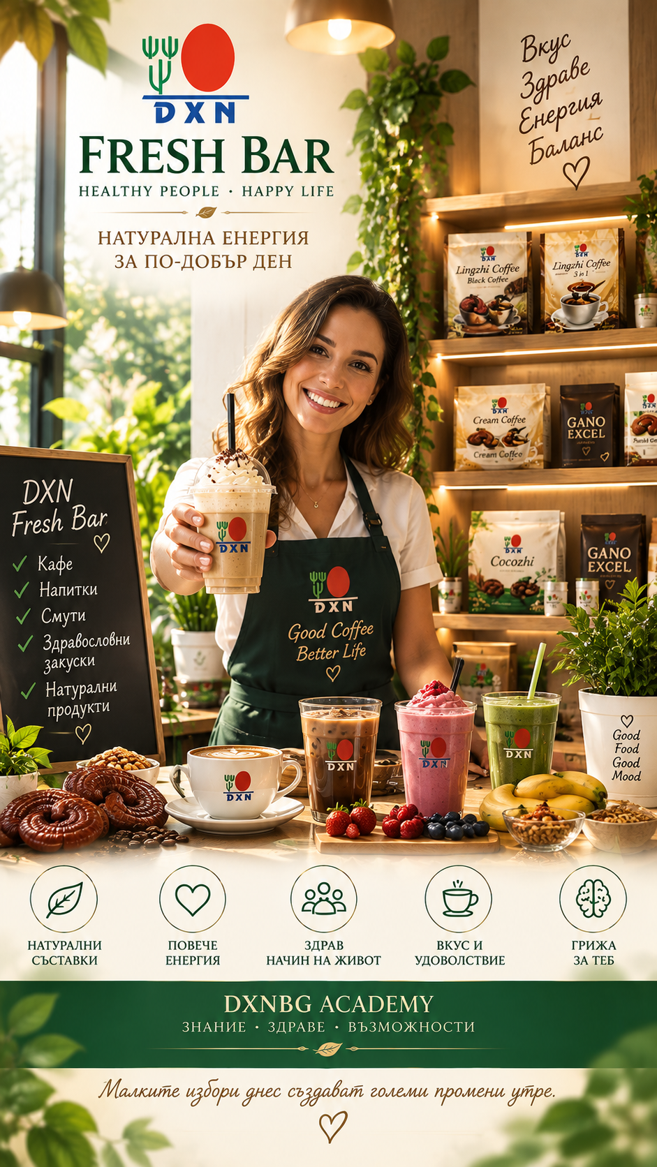 DXN храни и напитки – спирулина, кокосово масло и продукти за разнообразно меню